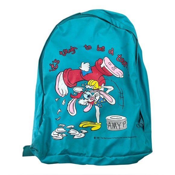 1987 Who Framed Roger Rabbit Vintage Backpack Blue Disney Tough To Be A Toon - Picture 1 of 12